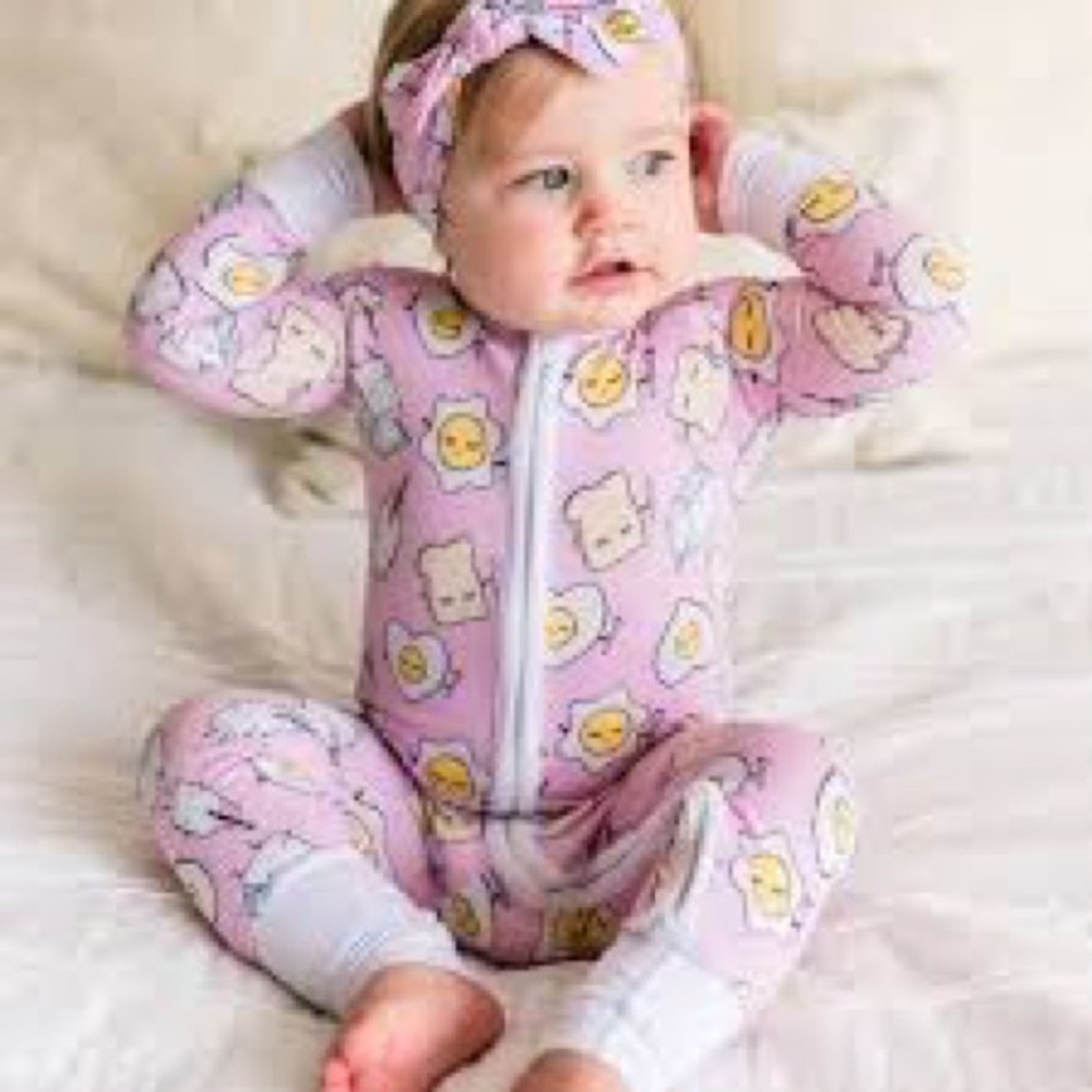 Little Sleepies pink Breakfast buddies zippy